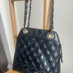 Black Quilted Leather Crossbody Vintage Purse